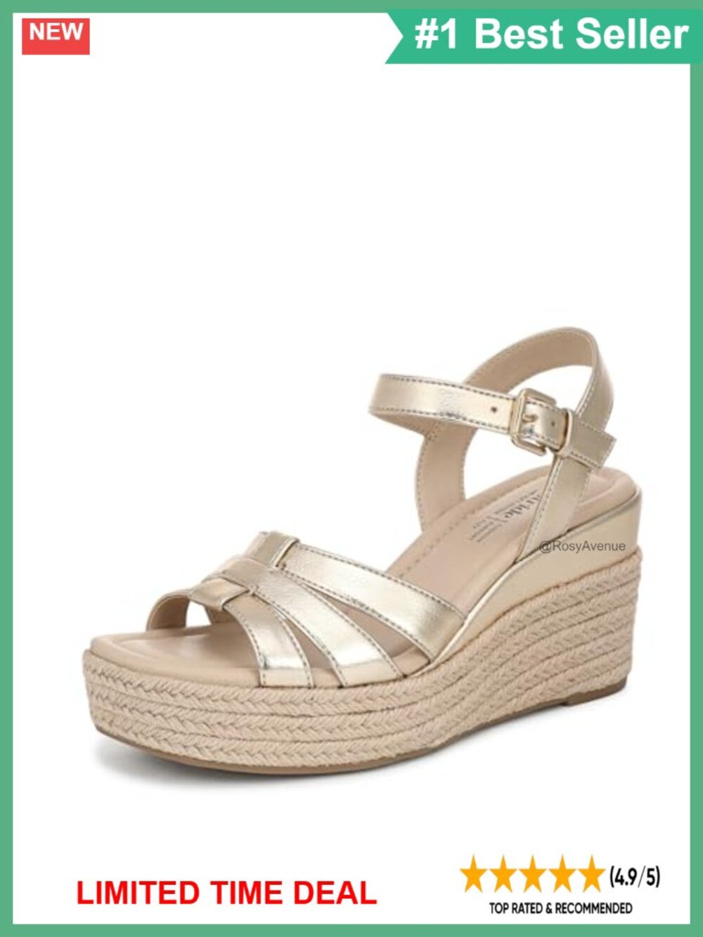 LifeStride Havana Espadrille Wedge Sandals Multi Strap Buckle Ankle Strap Open
